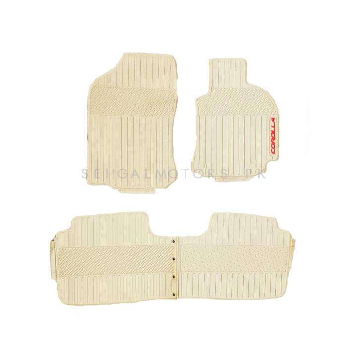 Toyota Corolla Custom Fit PVC Rubber Floor Mat Beige Mix Design 3 Pcs - Model 2017-2020