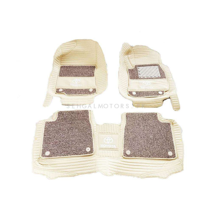 Toyota Corolla 10D Lining Floor Mats Mix Thread Beige With Beige Grass 3 Pcs - Model 2014-2021