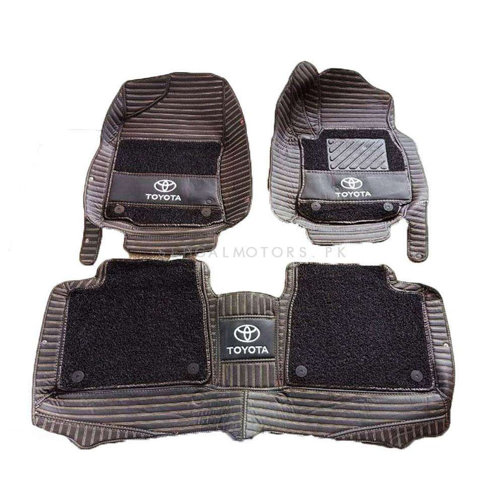 Toyota Corolla 10D Lining Floor Mats Mix Thread Black With Black Grass 3 Pcs - Model 2014-2021