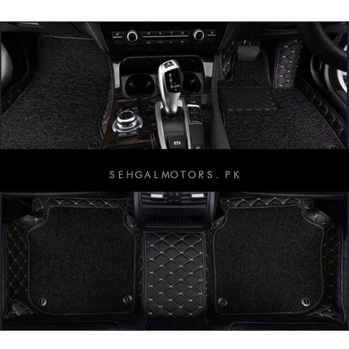 Haval Jolion 9D Floor Mats Mix Thread Black With Black Grass 3 Pcs - Model 2021-2024