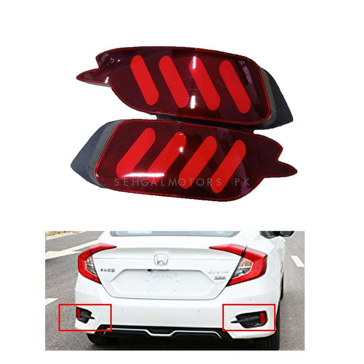 Honda Civic Back Bumper Brake Light Mustang Style LED Pure Red - Model 2016-2021