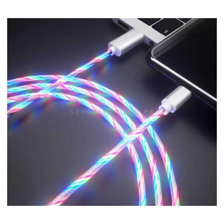 Maximus LED Mobile Charging Cable 3 IN 1 - White with Multi Colors