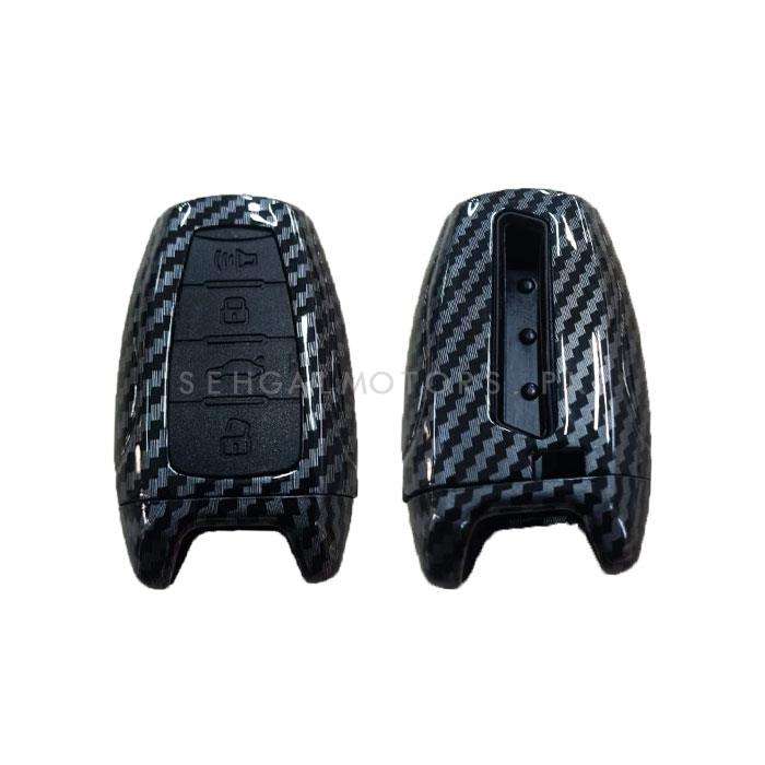 Haval Jolion / H6 Plastic Protection Key Cover Carbon Fiber With Black PVC 4 Buttons - Model 2021-2024