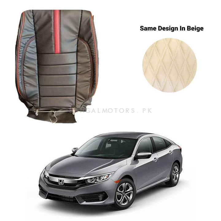 Honda Civic Japanese Rexine Seat Covers Type R Design Beige - Model 2016-2021