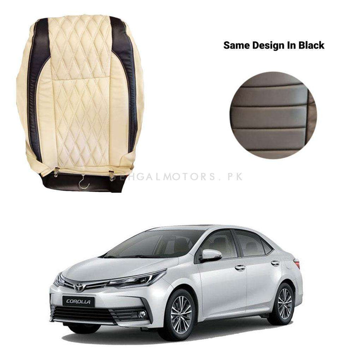 Toyota Corolla Japanese Rexine Seat Covers Diamond Cut Design Black - Model 2014-2021