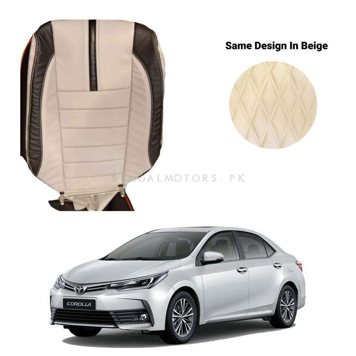 Toyota Corolla Hockey Design Seat Covers Beige With Black - Model 2014-2021