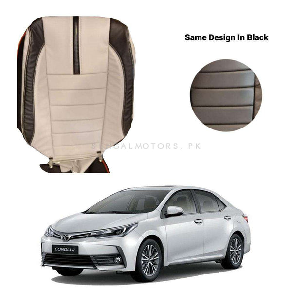 Toyota Corolla Hockey Design Seat Covers Black With Beige - Model 2014-2021