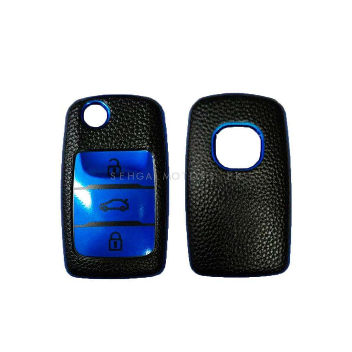 Changan Alsvin Leather Design TPU Plastic Key Cover Blue - Model 2021-2024