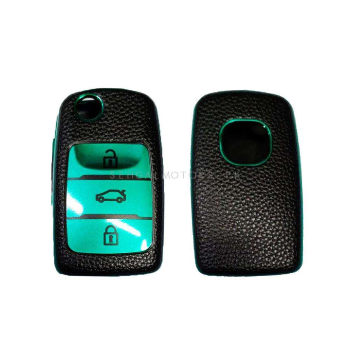 Changan Alsvin Leather Design TPU Plastic Key Cover Green - Model 2021-2024