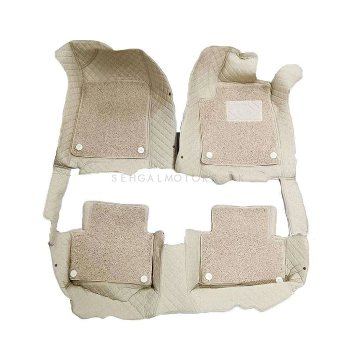 Honda Civic 9D Floor Mats Mix Thread Beige With Beige Grass 3 Pcs - Model 2016-2022