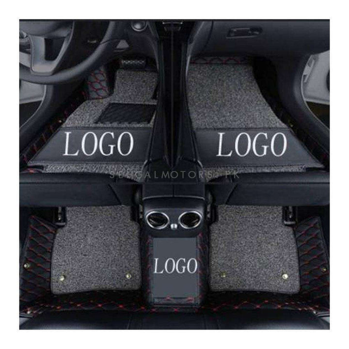 Honda Civic 10D Floor Mats Mix Thread Black With Grey Grass With Logo 3 Pcs - Model 2012-2016