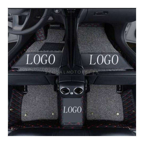 Hyundai Tucson 10D Lining Floor Mats Mix Thread Black With Grey Grass With Logo 3 Pcs - Model 2020-2024