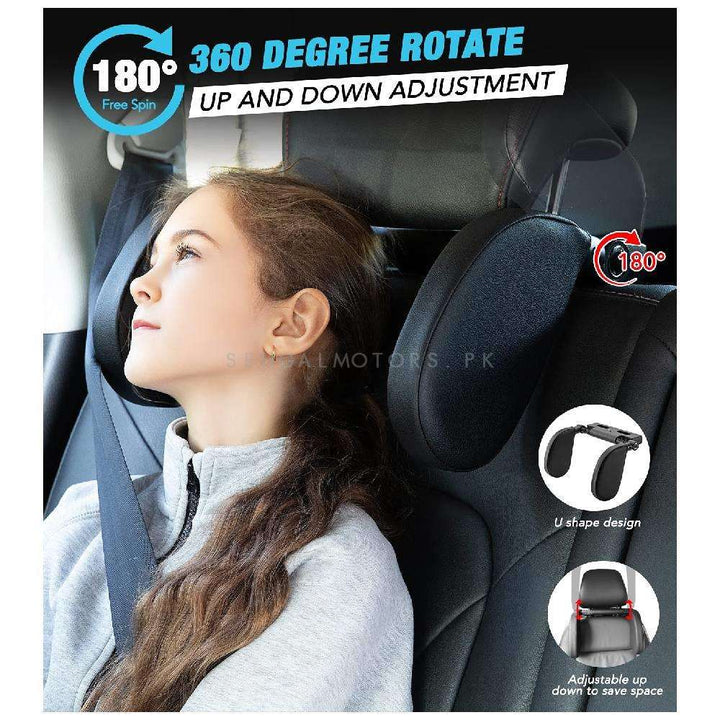 Universal Car Travelling Headrest Neck Pillow Heads Support - Black