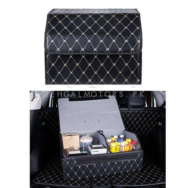 PU Medium Leather Car Trunk Folding Storage Box Black