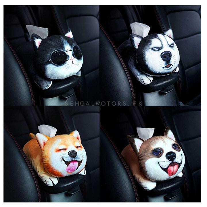 Shiba Inu Stuff Toy Car Tissue Holder Case Box Black