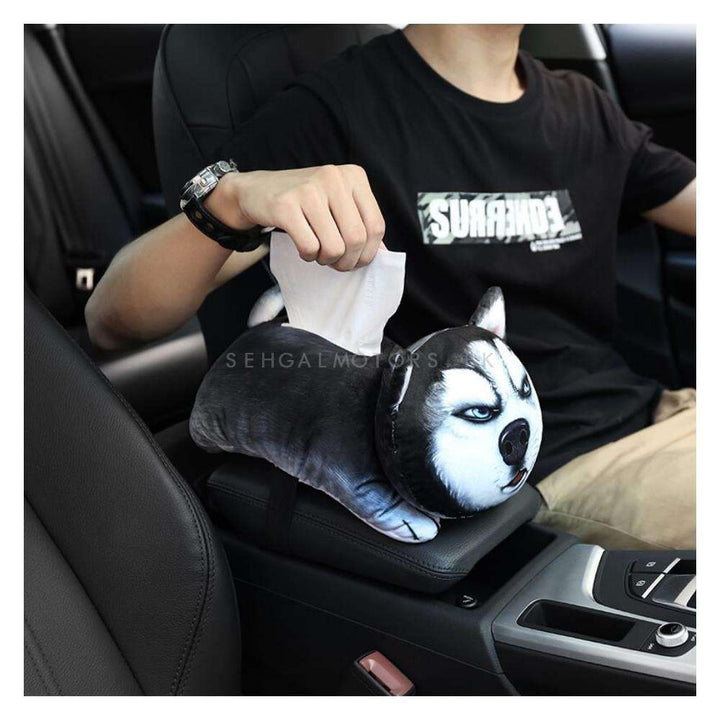 Shiba Inu Stuff Toy Car Tissue Holder Case Box Black