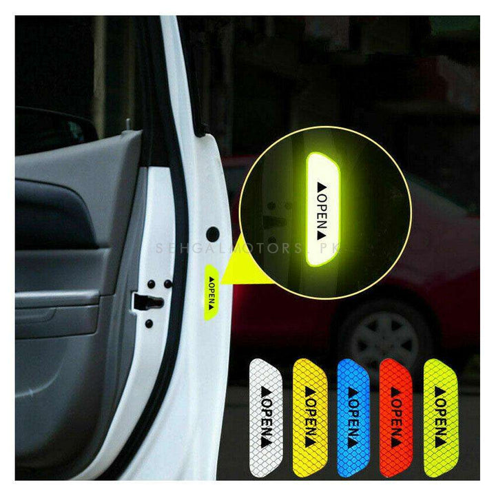 Reflective Car Door Open Warning Collision Safety Stickers Multi Colors  - 4 Pcs Pack