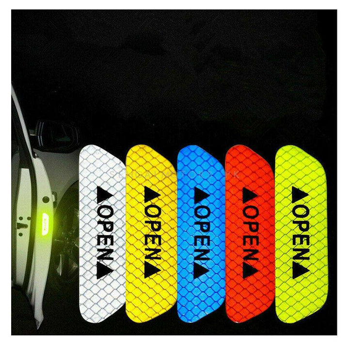 Reflective Car Door Open Warning Collision Safety Stickers Multi Colors  - 4 Pcs Pack