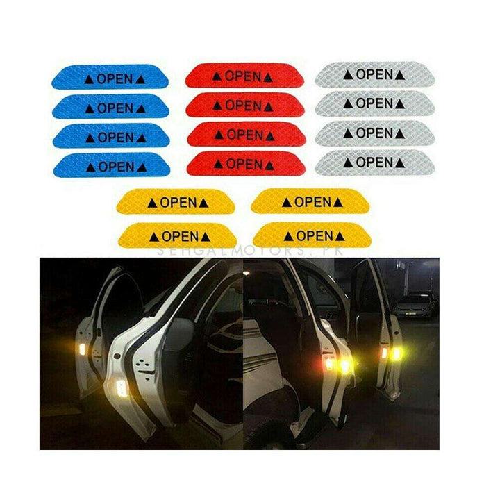 Reflective Car Door Open Warning Collision Safety Stickers Multi Colors  - 4 Pcs Pack