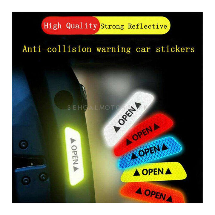 Reflective Car Door Open Warning Collision Safety Stickers Multi Colors  - 4 Pcs Pack