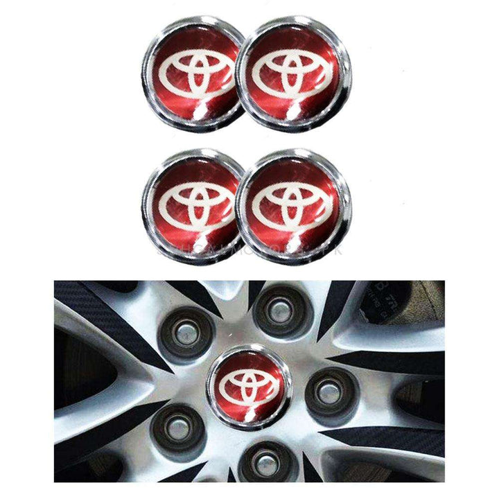 Toyota Logo Wheel Hub Covers Red And Chrome