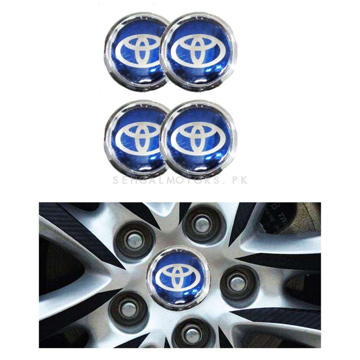 Toyota Logo Wheel Hub Covers Blue And Chrome