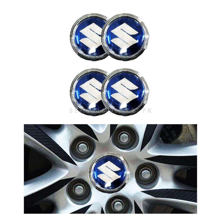 Suzuki Logo Wheel Hub Covers Blue And Chrome