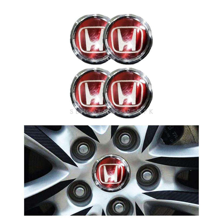 Honda Logo Wheel Hub Covers Red And Chrome