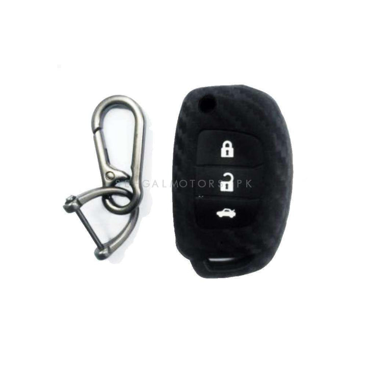 Hyundai Tucson PVC Silicone Protection Key Cover 3 Button With Keychain - Model 2020-2024