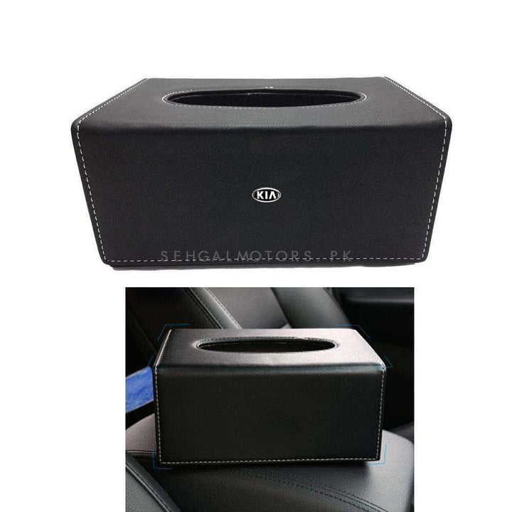 KIA Leather Car Tissue Holder Case Box 9CM Black