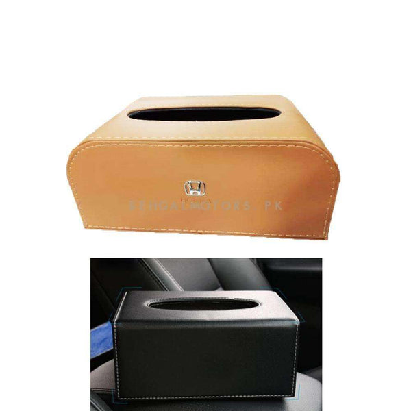 Honda Leather Car Tissue Holder Case Box 9CM Brown