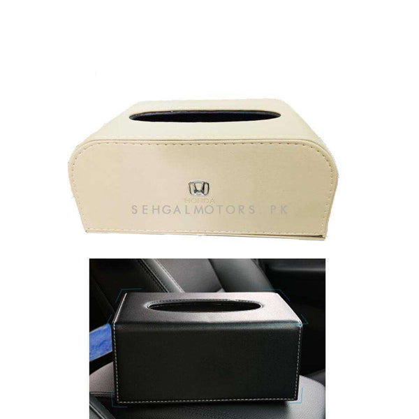 Honda Leather Car Tissue Holder Case Box 9CM Beige