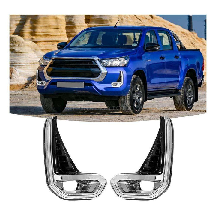 Toyota Hilux Revo/Rocco Fog Lamps Light DRL Covers With Chrome