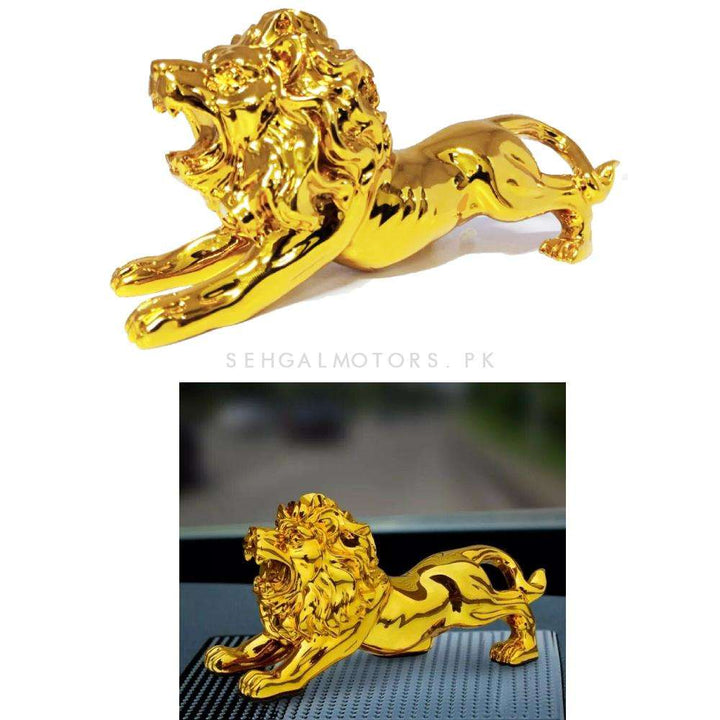 Lion Sculpture For Car Dashboard Large - Golden