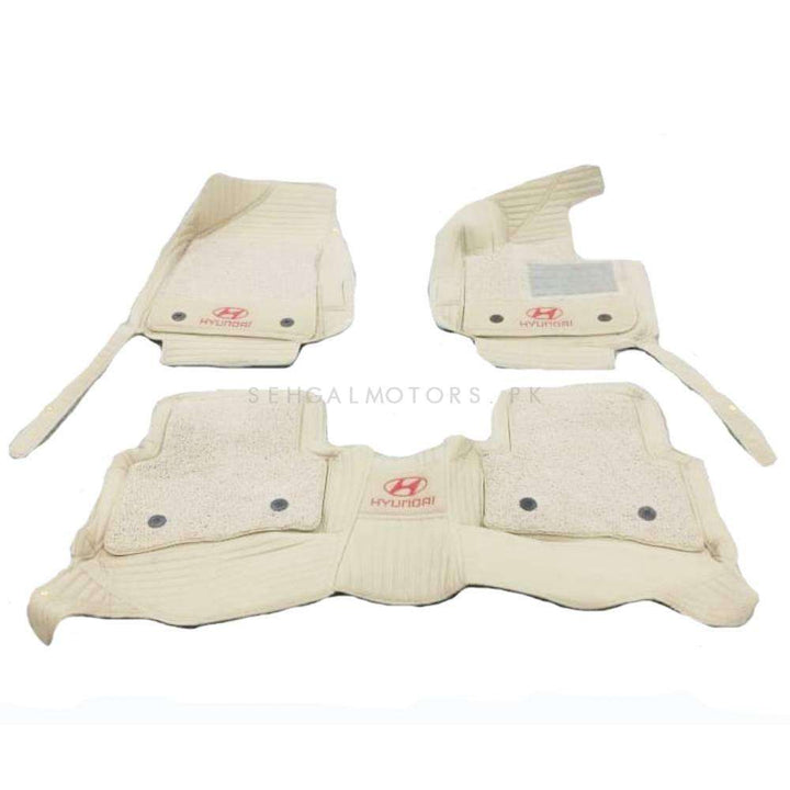 Hyundai Tucson 10d Floor Mat Mix Thread Beige With Beige Grass With Logo 3 Pcs - Model 2020-2024