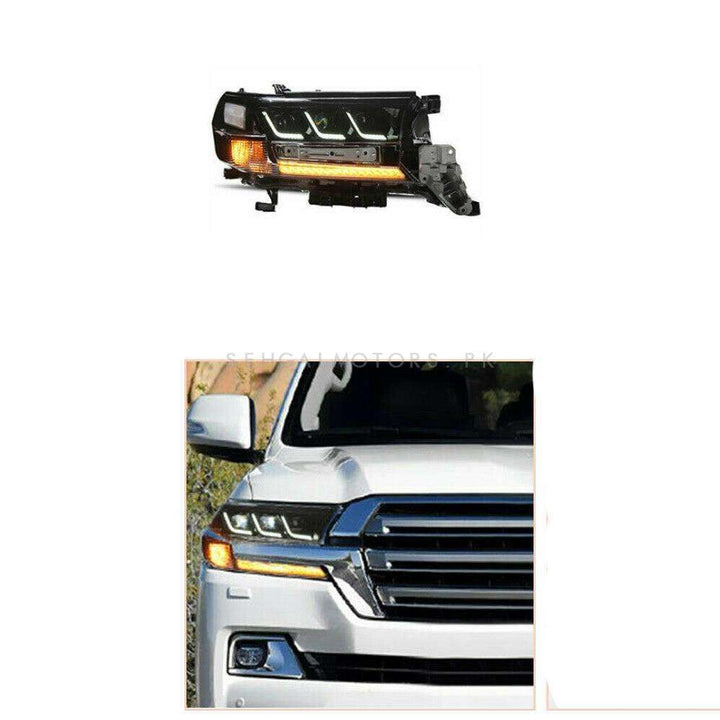 Toyota Land Cruiser LC200 Lexus Style Head Lamps Light Left Side Smoke - Model 2015-2021