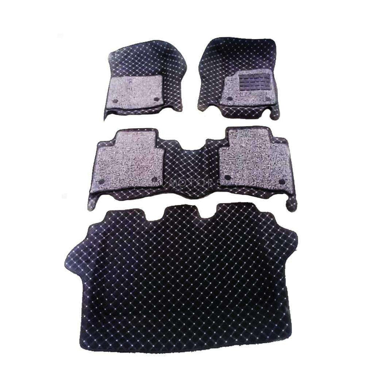 Toyota Fortuner 9D Floor Mats Black With Grey Grass 4PC - Model 2016-2022