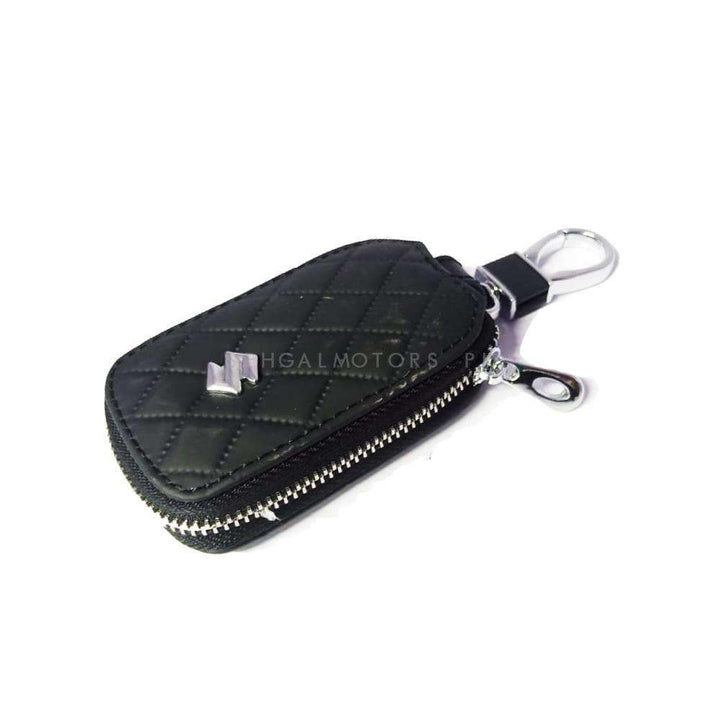 Suzuki Zipper 7D Style Key Cover Pouch Black With Keychain Ring