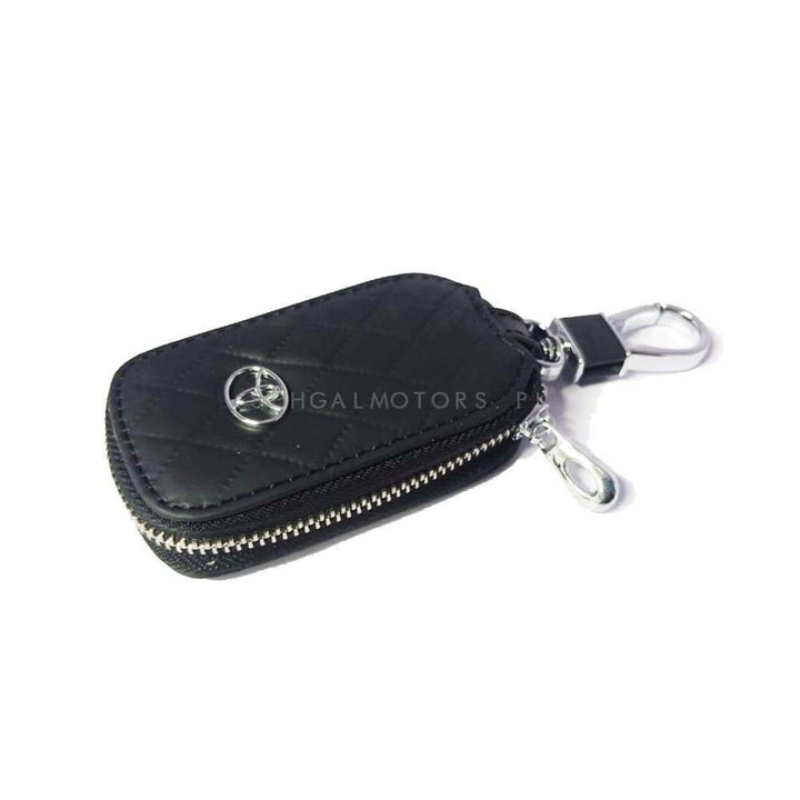 Toyota Zipper 7D Style Key Cover Pouch Black With Keychain Ring