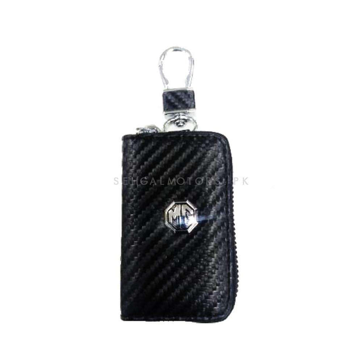 MG Zipper Key Cover Pouch Carbon Fiber with Keychain Ring