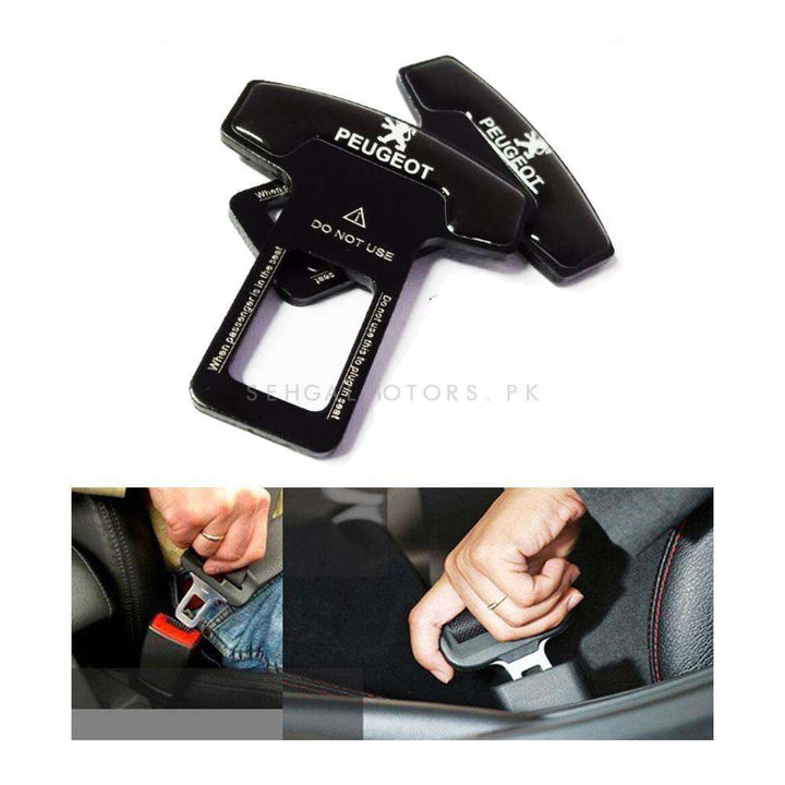 Peugeot Mini Metal Seat Belt Clip Black - Pair