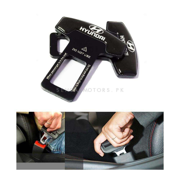 Hyundai Mini Metal Seat Belt Clip Black - Pair