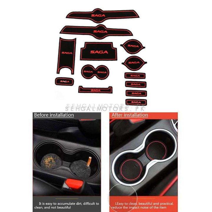 Proton Saga PVC Non Slip Interior Mats Red - Model 2021-2024