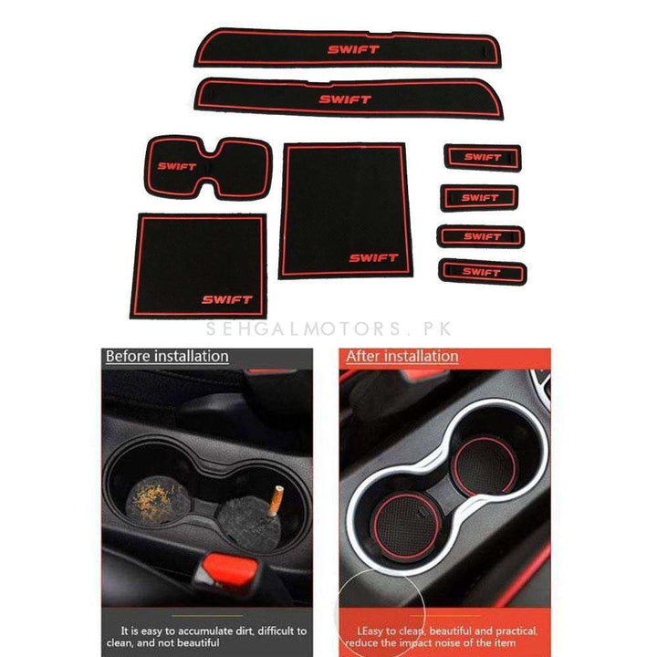 Suzuki Swift PVC Non Slip Interior Mats Red - Model 2010-2018