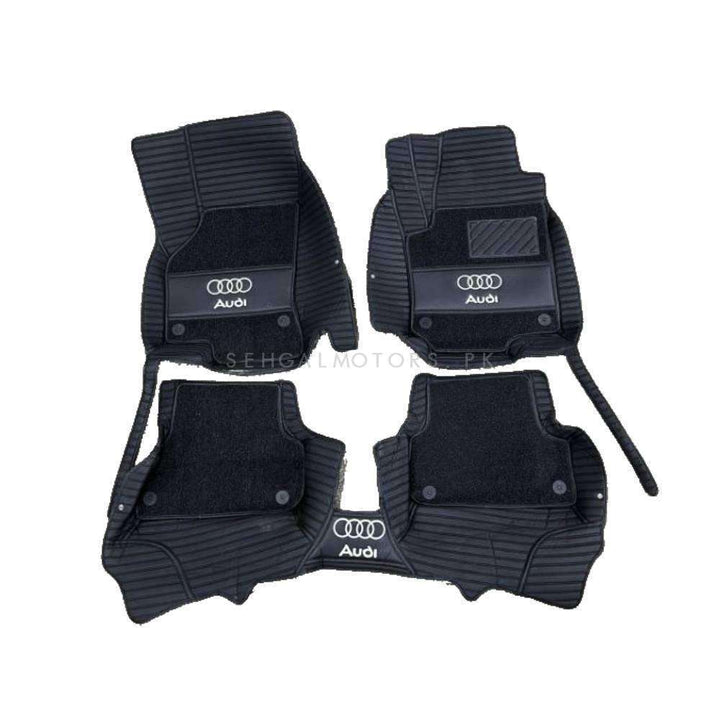 Audi A3 10D Lining Floor Mats - Mix Thread Black With Black Grass - 3 Pcs Set - Model 2012-2018