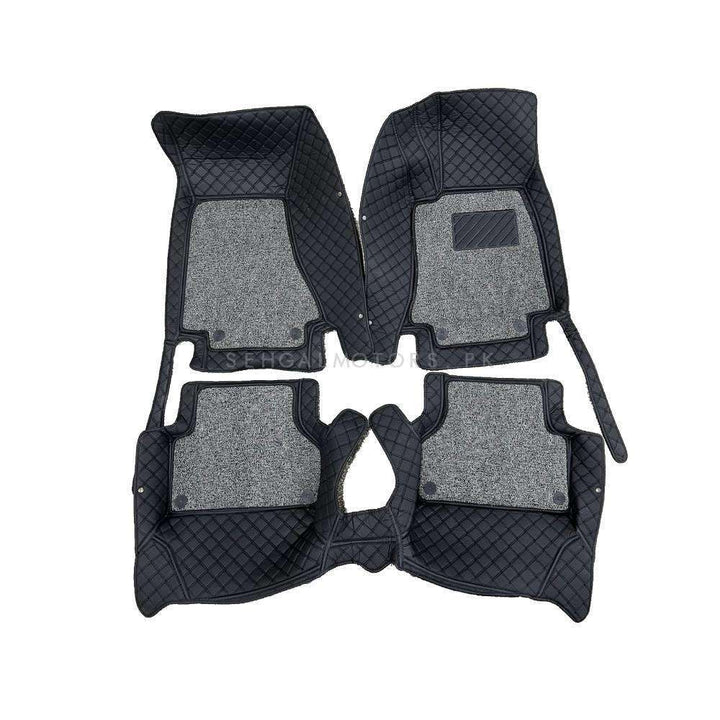 Audi A4 9D Floor Mats Mix Thread Black and Grey 3 Pcs - Model 2016-2018