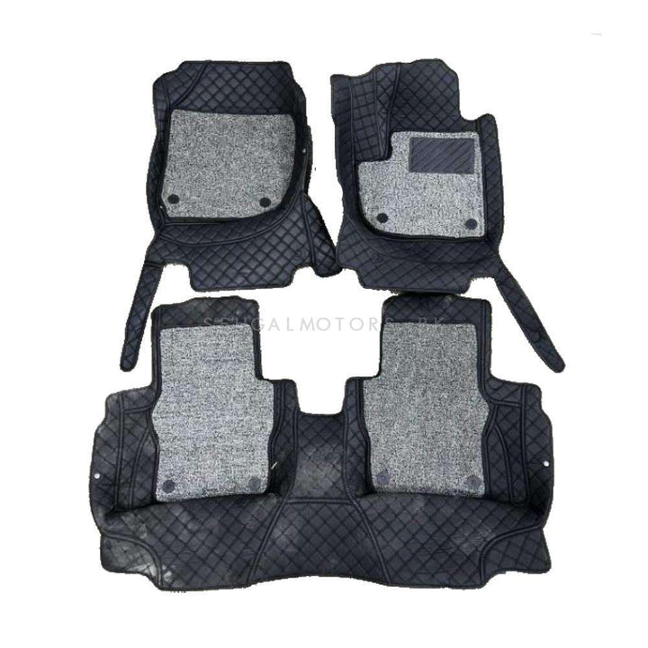 Honda City 9D Floor Mats Mix Thread Black With Grey Grass 3 Pcs - Model 2021-2022