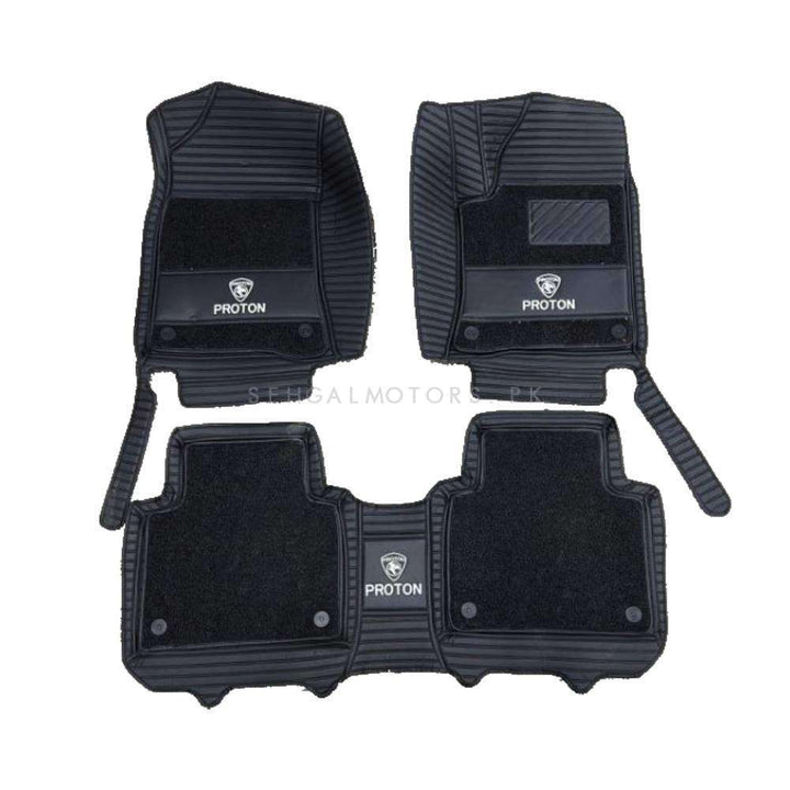 Proton X70 10D Floor Mats - Mix Thread Black With Black Grass - 3 Pcs Set - Model 2021-2025