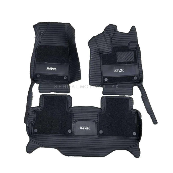 Haval H6 10D Lining Floor Mats Mix Thread Black With Black Grass 3 Pcs - Model 2021-2024