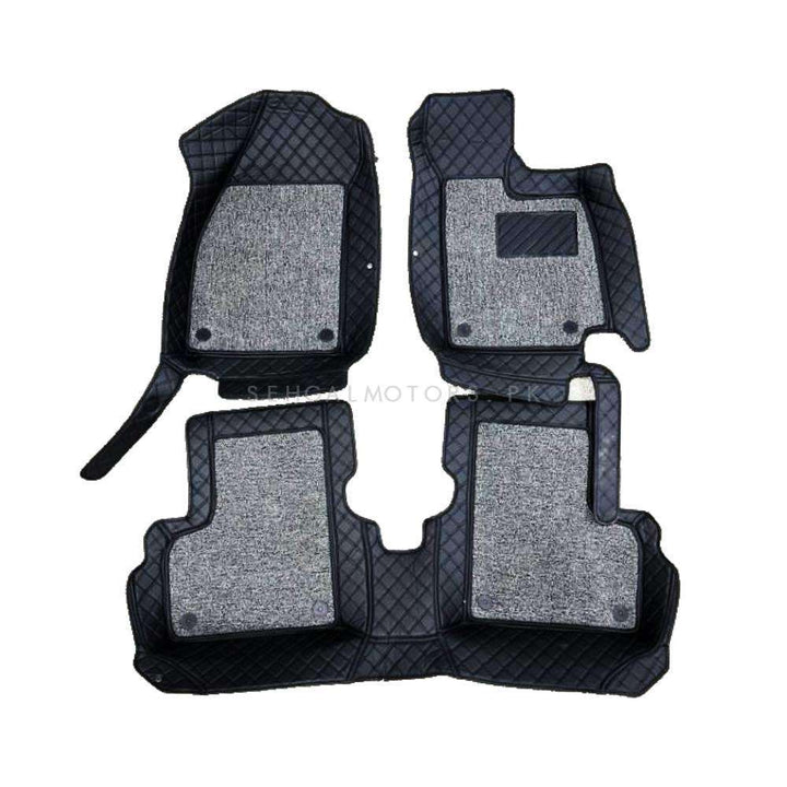 Proton Saga 9D Floor Mats Mix Thread Black With Grey Grass 3 Pcs - Model 2021-2024